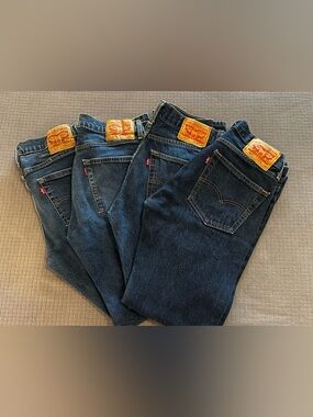 Levi’s Men's Dark Blue 505 and 514 Jeans - Classic Denim (Four pairs)